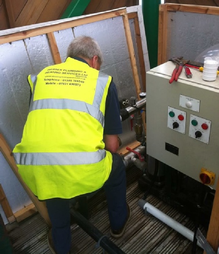 A Wessex Plumbing and Heating engineer working at the North Quay Pumping Station